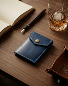 Royal Blue Meets Saddle Brown: Hand-Crafted Leather Wallet for Everyday Style
